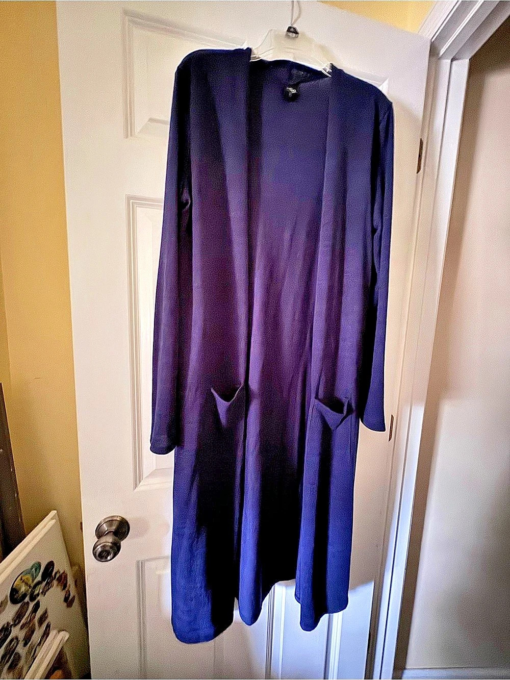 Agnes & Dora Long Sleeve long cardigan in Navy blue size Lg- Like New